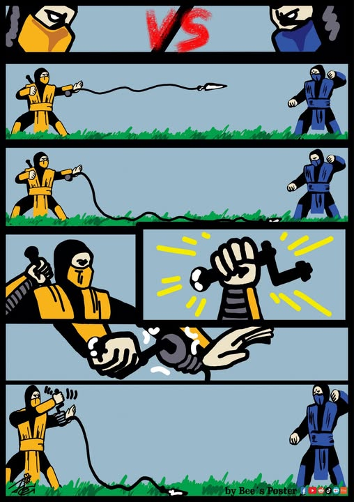 Amateur comic-style illustration of Scorpion (Mortal Kombat)